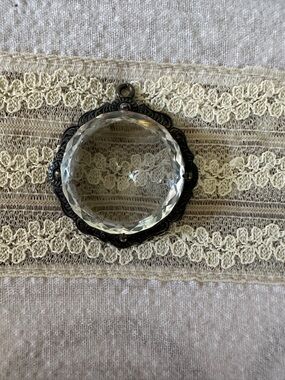 Antique  Crystal Pendant with Silver Frame